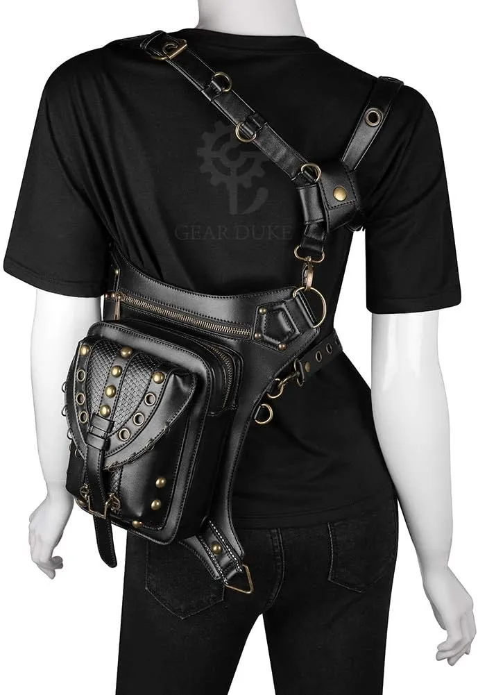 Vintage Rock Gothic Shoulder Waist Leg Thigh Holster Bags PU Leather Fanny Bag