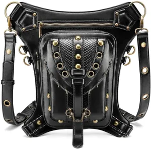 Vintage Rock Gothic Shoulder Waist Leg Thigh Holster Bags PU Leather Fanny Bag