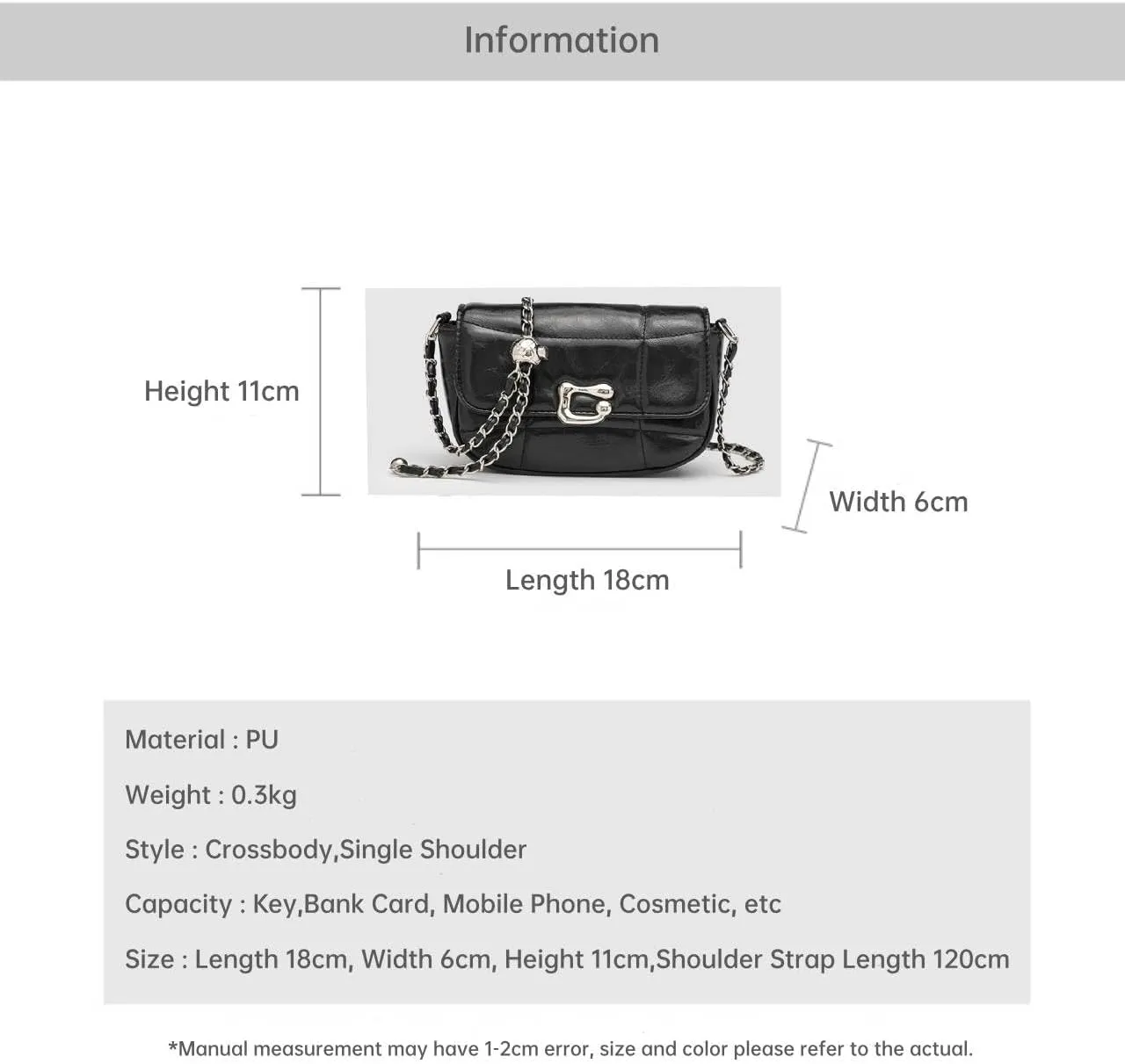 Women's Leather Crossbody Purse with Chain Strap Commuter Shoulder Bag