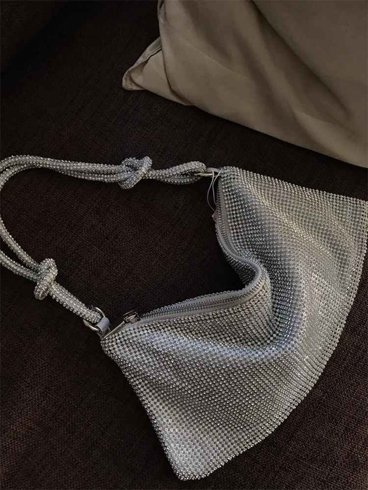 Women's Rhinestone Knotted Zipper Bag