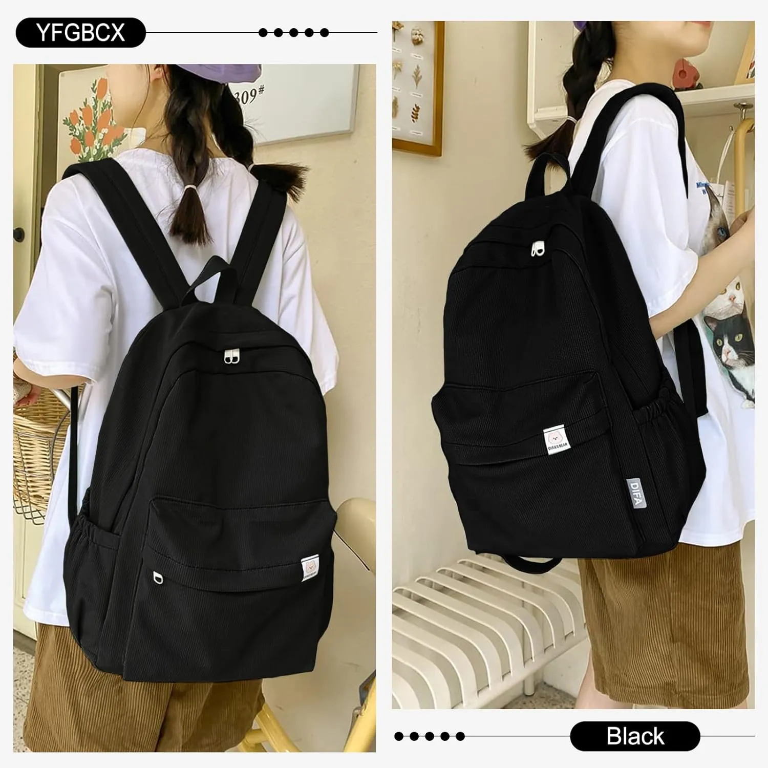 YFGBCX Cute Aesthetic Backpack for Women Solid Color Backpacks Lightweight Classic Backpack for Women Laptop Backpacks