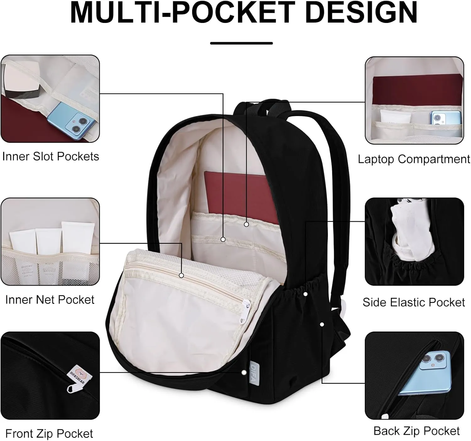YFGBCX Cute Aesthetic Backpack for Women Solid Color Backpacks Lightweight Classic Backpack for Women Laptop Backpacks