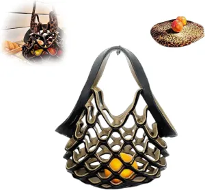 Zest Bag - Handmade Leather Folding Tote Bag, 2 in 1 Folding Cushion and Shopping Bag, Flat Foldable Portable Shoulder Bag