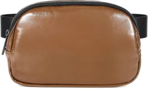 ZOPPEN Belt Bag Leather Fanny Pack for Women, Small Waist Bag Water Proof Fanny Pack Crossbody Bags with Adjustable Strap, Everywhere Belt Bag Dupes for Travel Running Hike Work Out, Brown